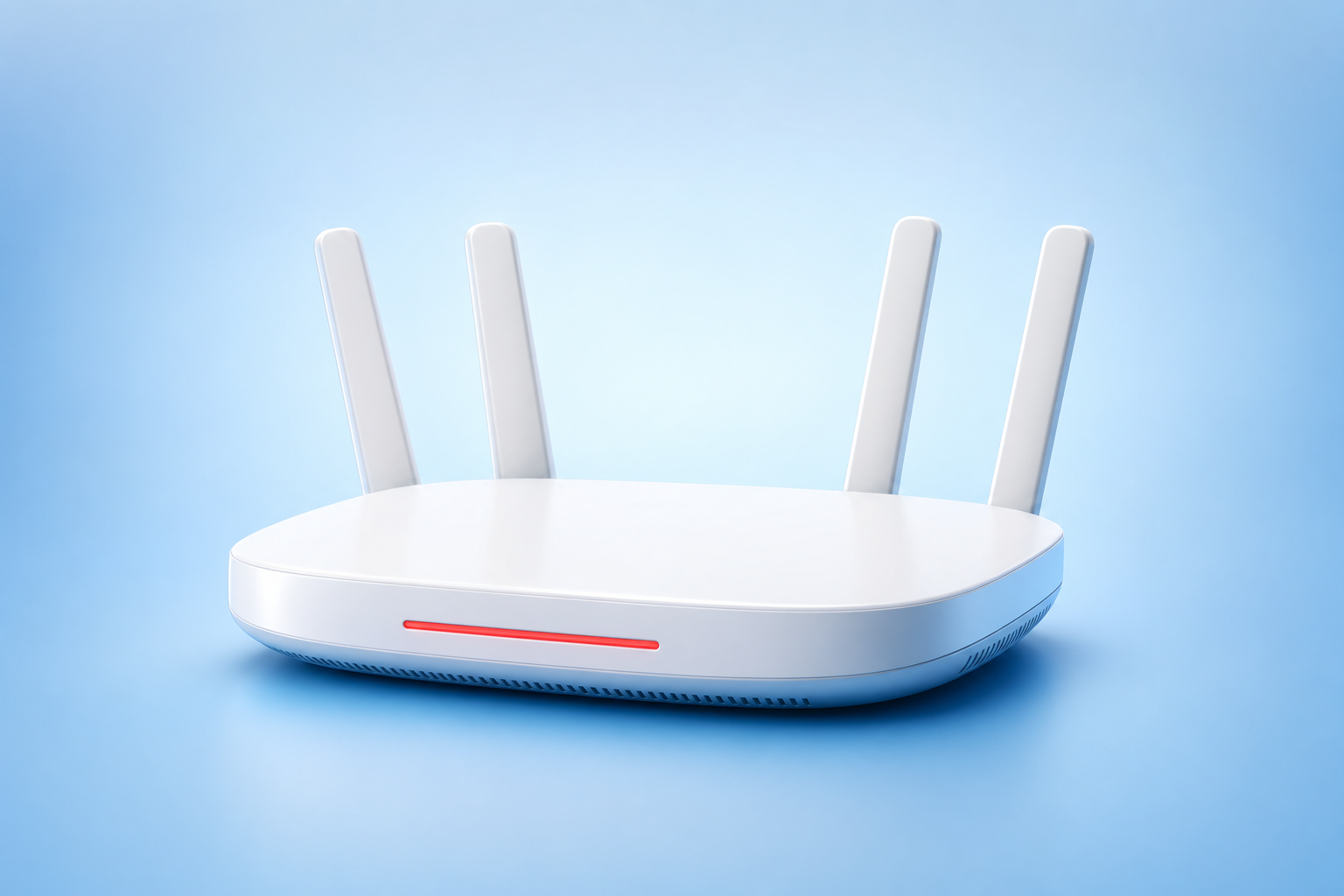 Белый Wi‑Fi роутер с красным индикатором