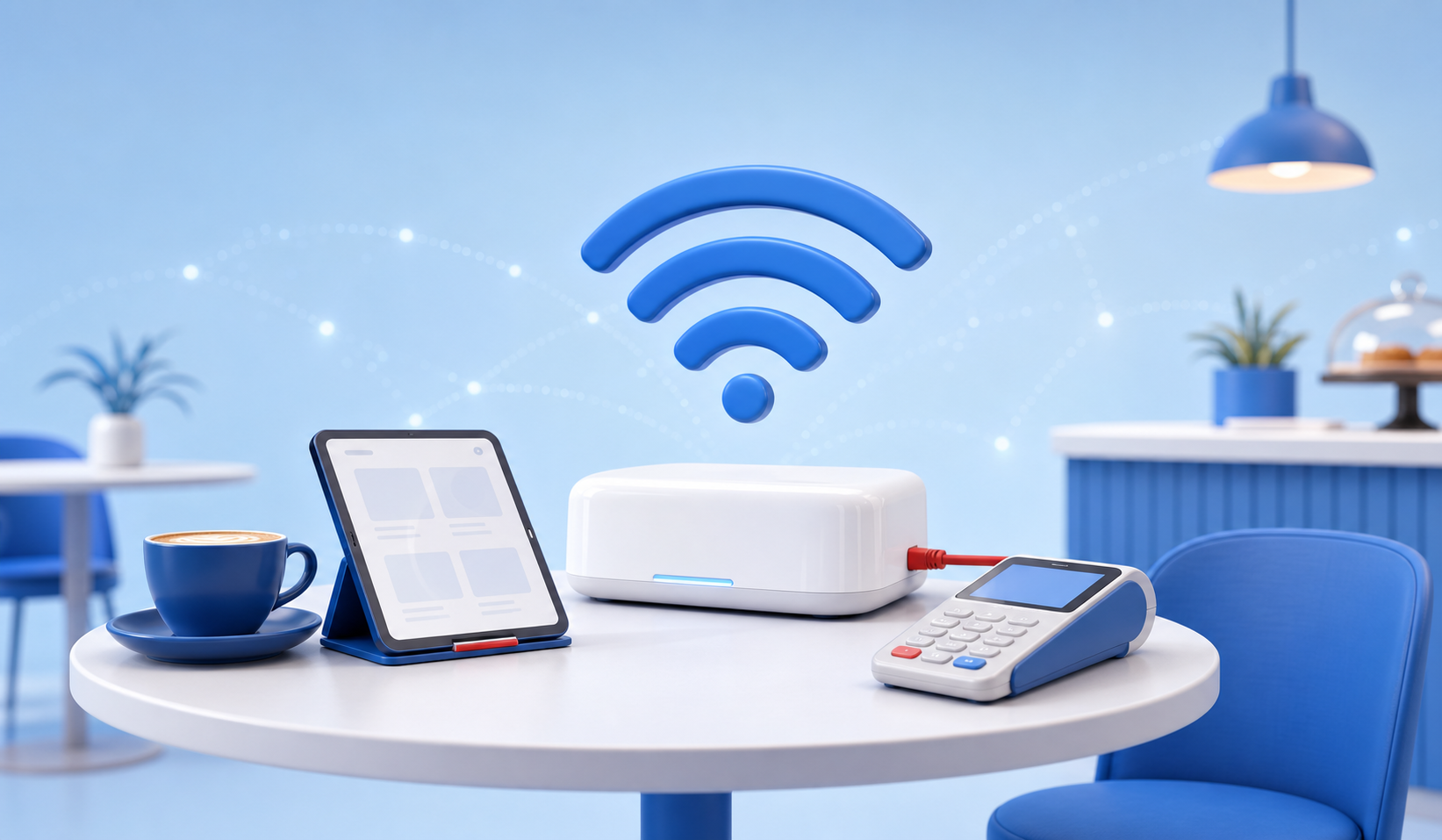 Wi-Fi, планшет заказов и терминал оплаты в кафе
